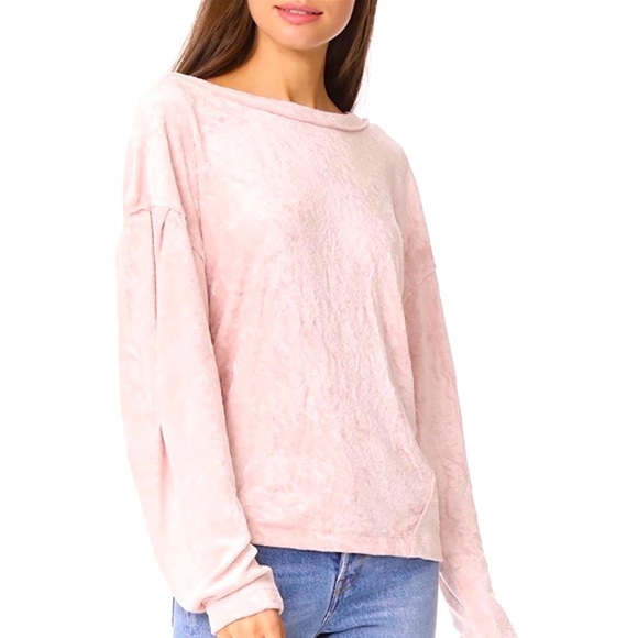 NWT Free People Milan Blush Pink Velvet Top - Picture 7 of 13